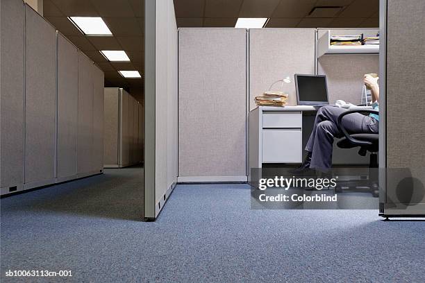 woman sitting in office, low section - office cubicle fotografías e imágenes de stock