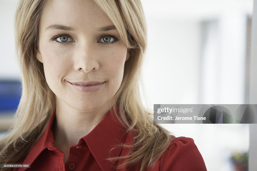 Woman smiling, portrait, close-up