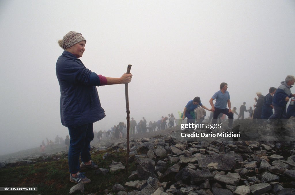 Ireland, County Mayo, pilgrims at Craogh Patrick