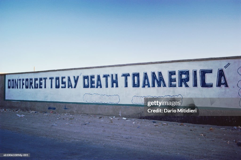 Iran, Tehran, political graffiti on wall