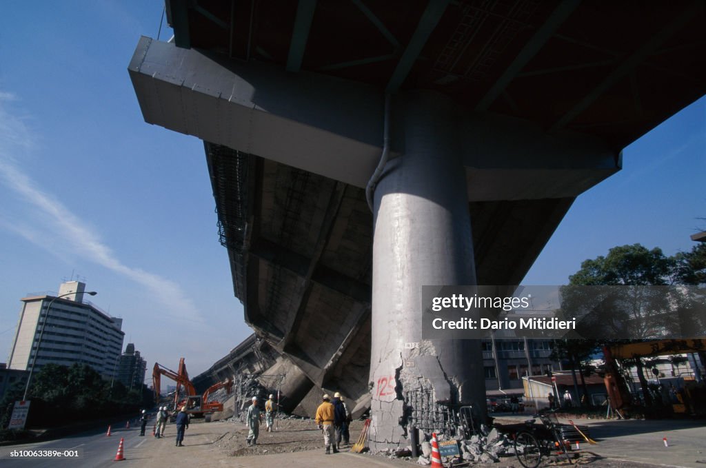 Japan, Osaka, Kobe, overpass destroyed in earthquake
