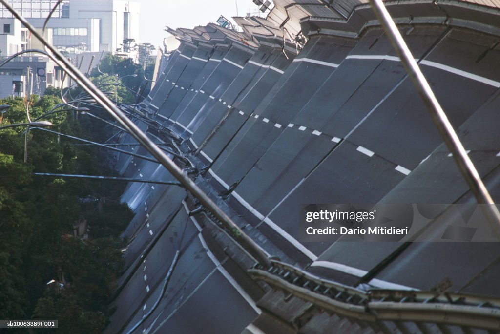 Japan, Osaka, Kobe, highway destroyed in earthquake