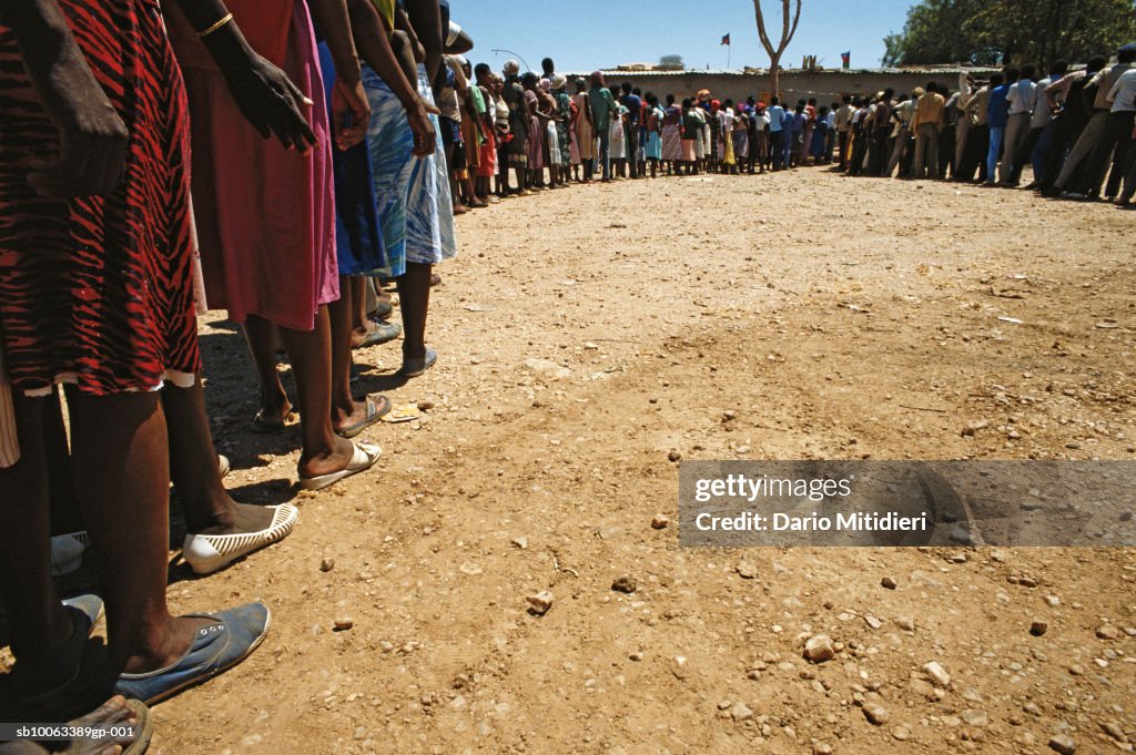 Africa, Namibia, people waiting in line to vote during elections