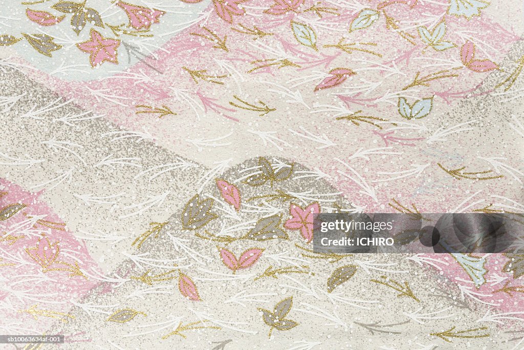 Japanese paper with flowers and leaves pattern