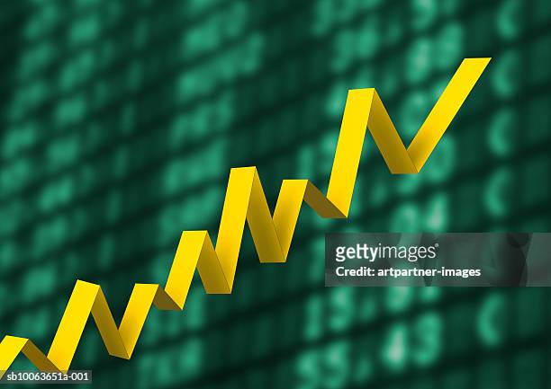 ilustraciones, imágenes clip art, dibujos animados e iconos de stock de graph showing upward trend - stock market