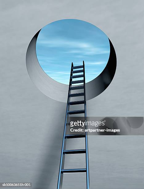 ladder through escape hatch - freedom stock illustrations