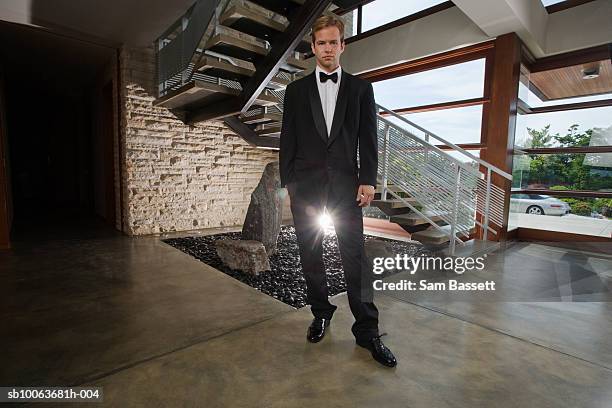 young man wearing dinner suit, portrait - dinner jacket man stock pictures, royalty-free photos & images