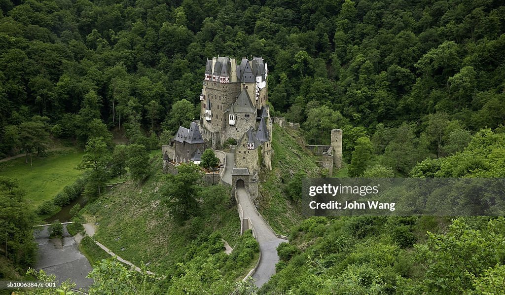 Germany, Burg Elitz, mediaeval hilltop fortress, elevated view