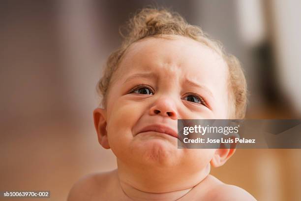 baby boy (9-12 months) crying, close-up - cute sad baby stock pictures, royalty-free photos & images