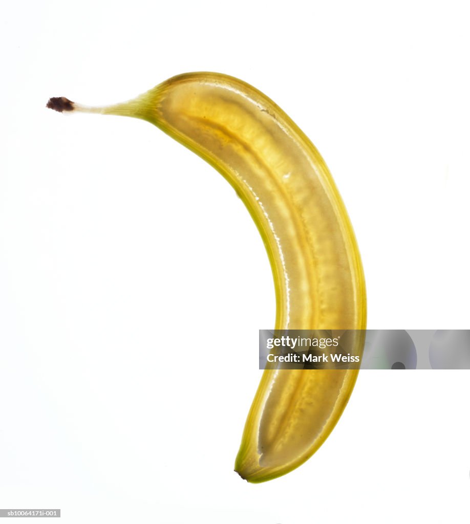 Banana cross-section on white background