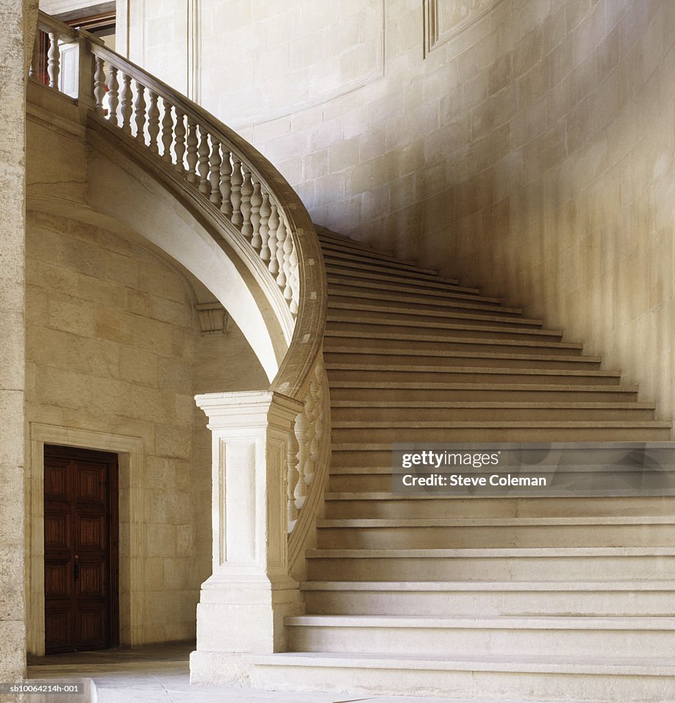 Old curving stone staircase