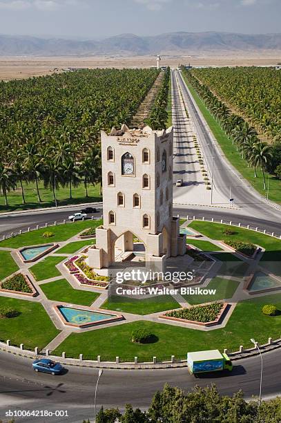 oman, dhofar region, salalah clocktower, aerial view - truck oman stock pictures, royalty-free photos & images
