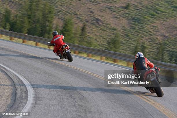 Motorbike And Rider View From Behind Photos and Premium High Res ...