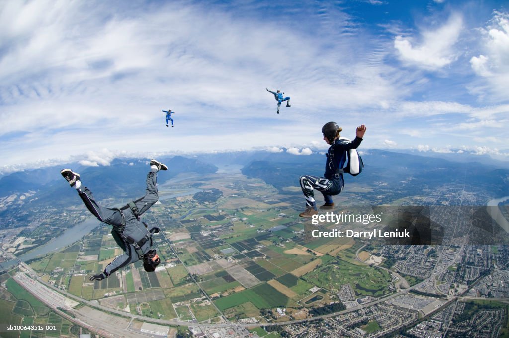 Skydivers in freefall