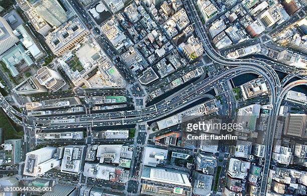 japan, tokyo, nihonbashi - vue aérienne photos et images de collection