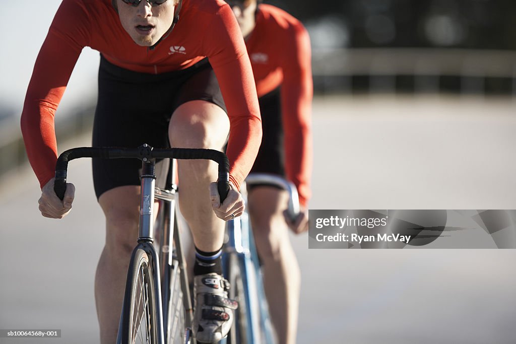 Cyclists in action, mid section