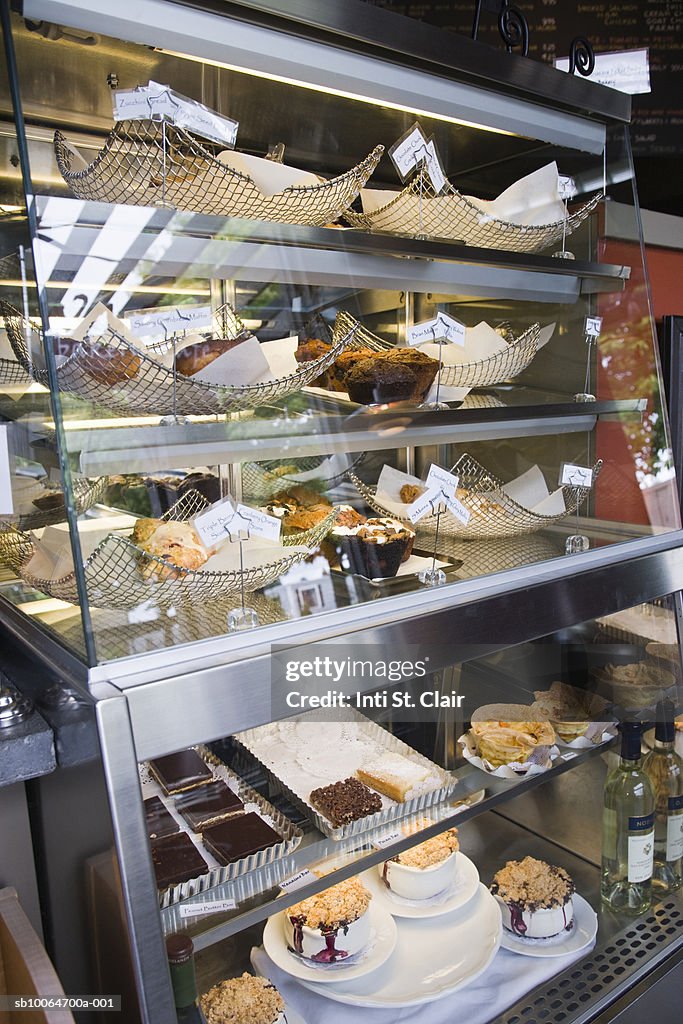 Display case of pastries