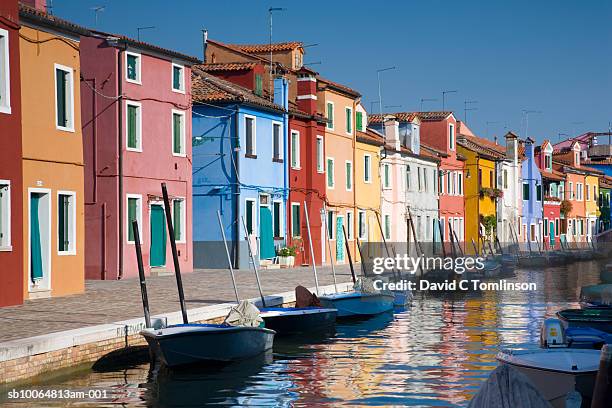 boats in canal - venetian lagoon stock pictures, royalty-free photos & images
