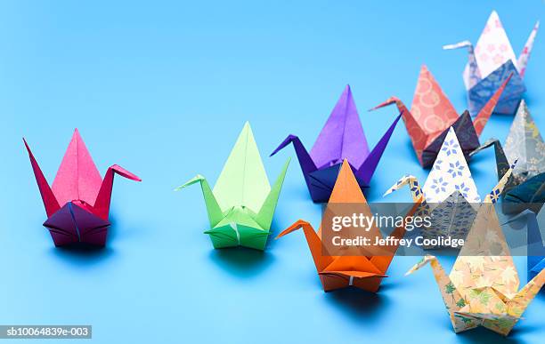 flock of origami cranes - oragami bildbanksfoton och bilder