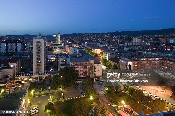 kosovo, prishtina, cityscape at dusk - prishtina stock pictures, royalty-free photos & images
