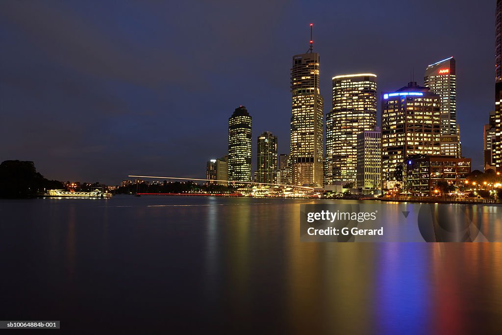 View of Brisbane River and Eagle Street Pier from Queen Street, Queensland, Australia 