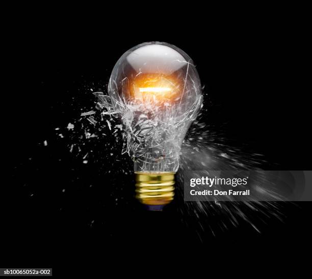 Exploded Light Lightbulb Explosion Black Background Photos and Premium High Res ...
