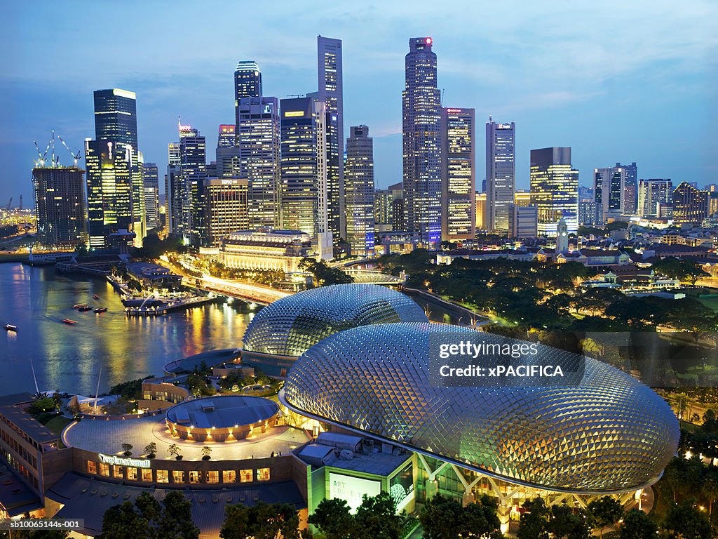 Singapore, aerial view at dusk