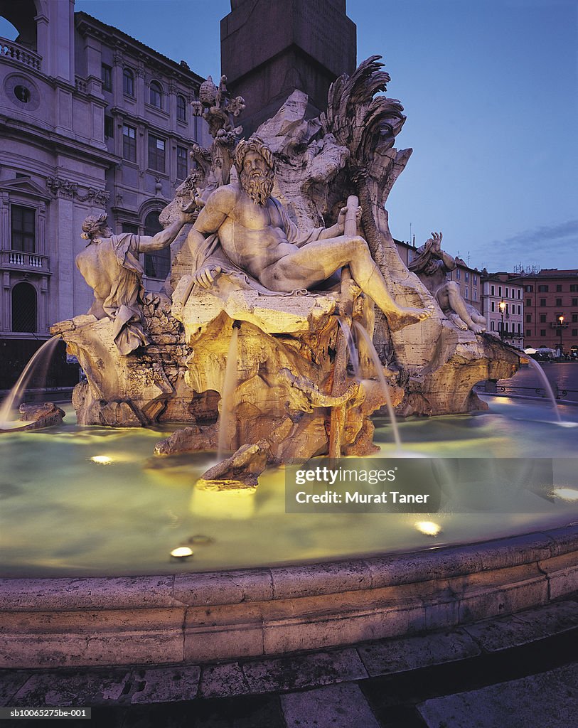 Fountain of Four Rivers on Piazza Navona square