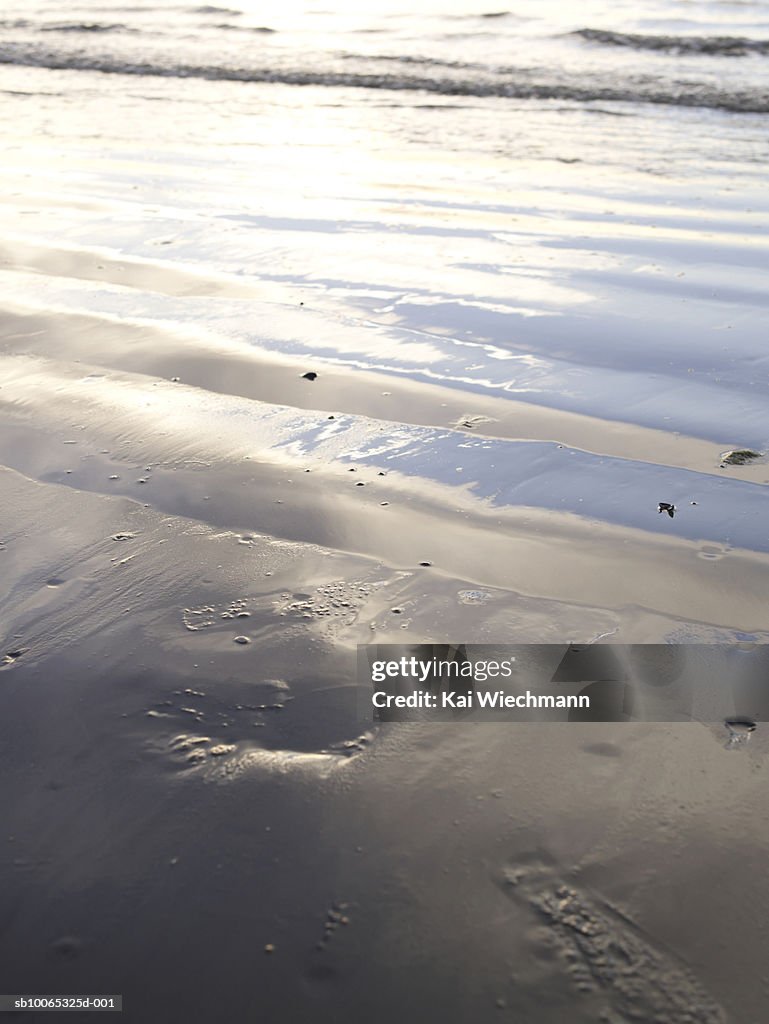 Wet sand on beach