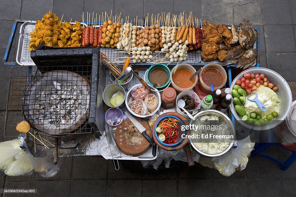 Street food stall in Silom, elevated view