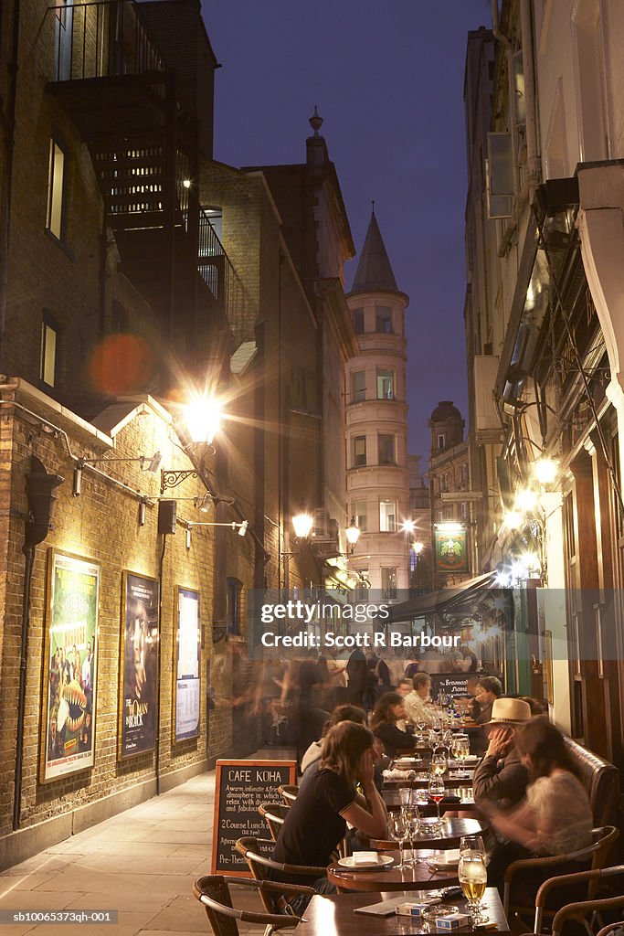 London England Row Of Restaurants With Outdoor Seating In St