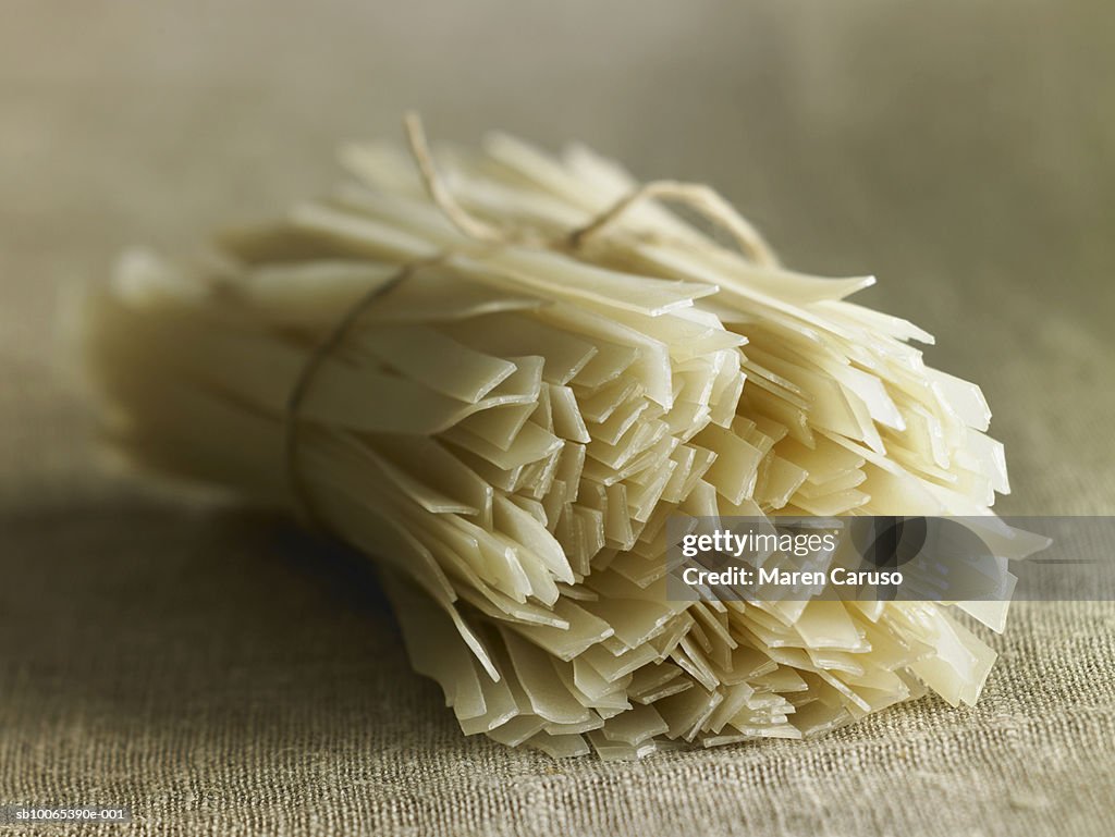 Rice noodles on cloth, close-up