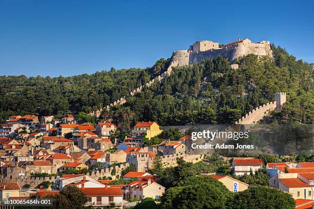 croatia, hvar island, hvar castle - hvar stock pictures, royalty-free photos & images