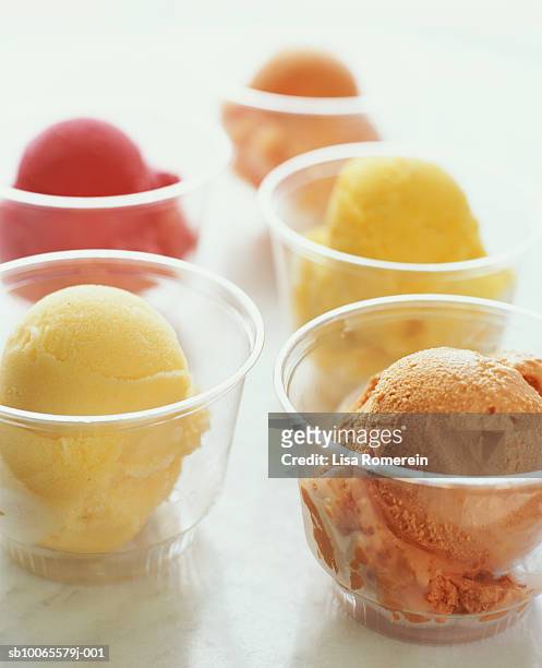 mexican helado (ice cream) in plastic cups in assorted flavors - ice cream cup fotografías e imágenes de stock