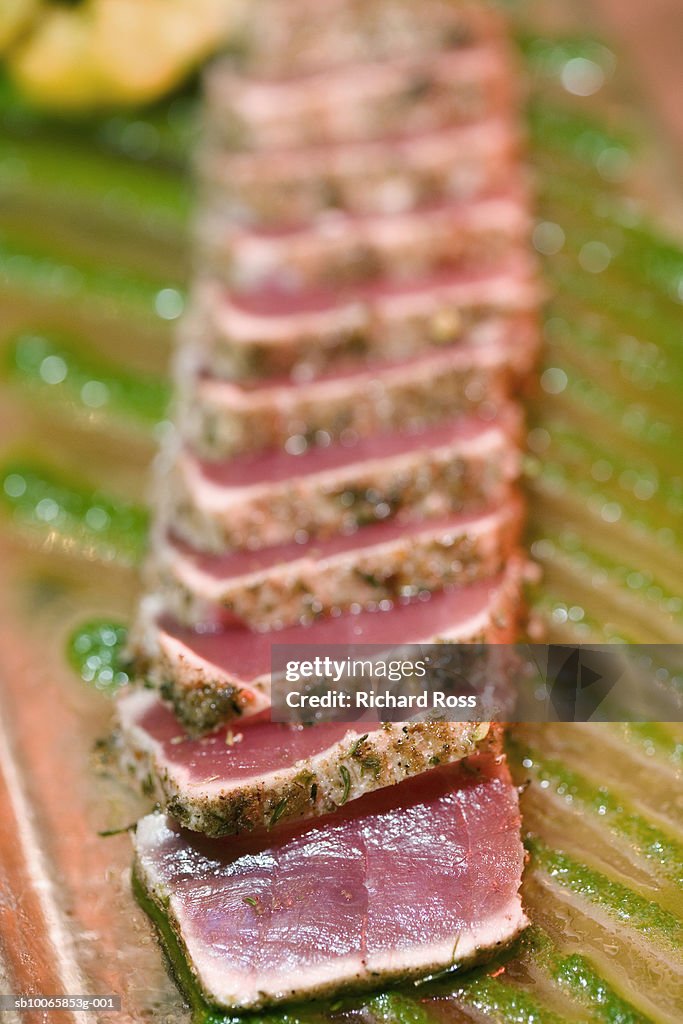 Slices of tuna, close-up