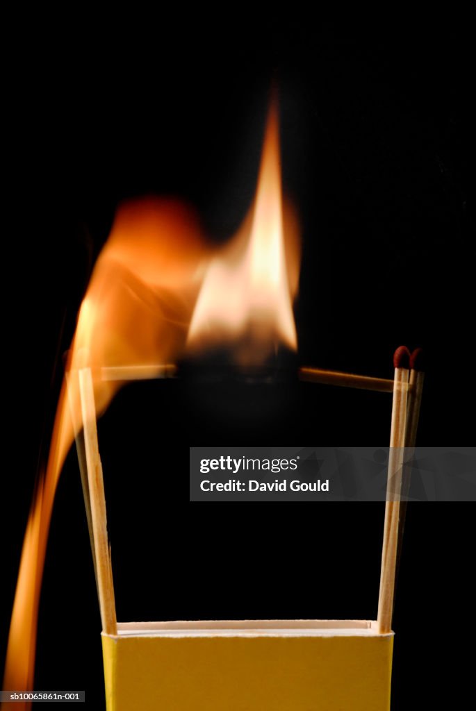 Matches burning, close-up