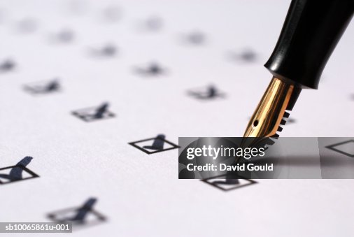 Pen Checkboxes Fountain Pen Marking Checkboxes Closeup High-Res Stock Photo - Getty Images