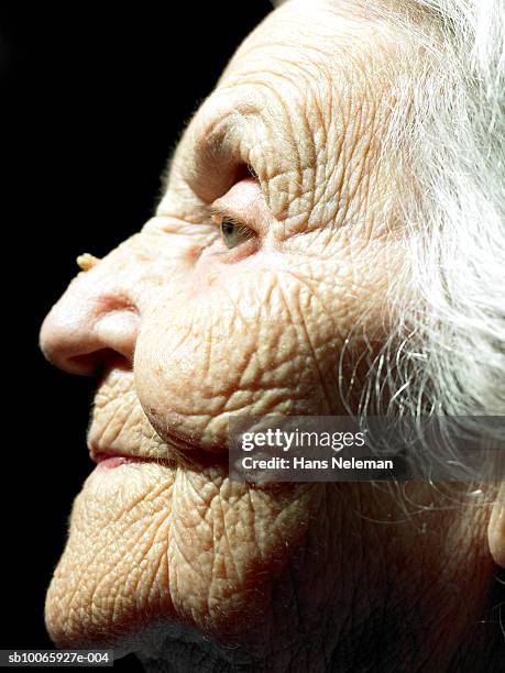 senior woman looking away, close-up, side view - warts stock pictures, royalty-free photos & images