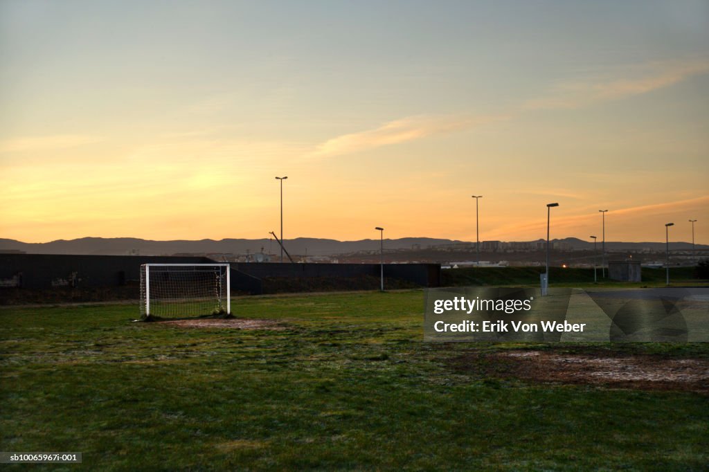 Soccer field at sunset