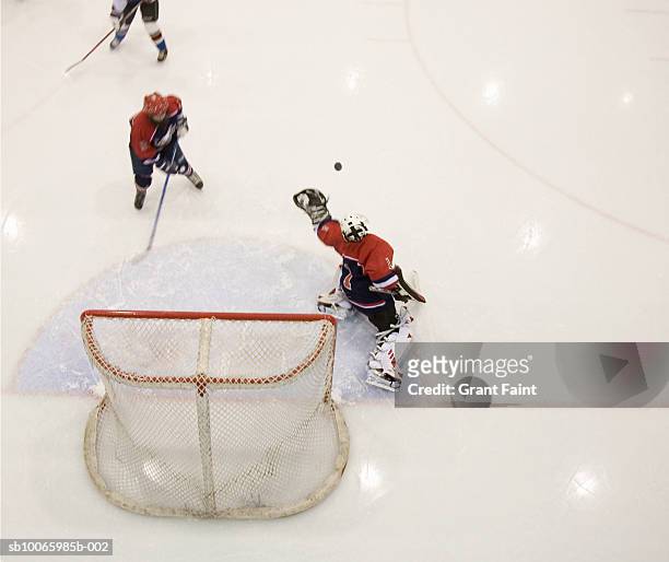 ice hockey game - hockey net stock-fotos und bilder