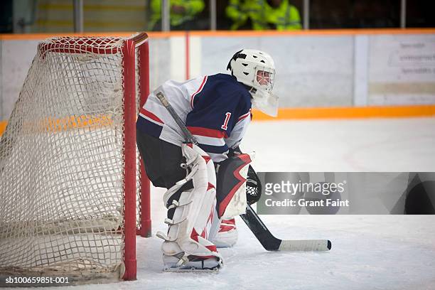 ice hockey goaltender - jugador de hockey fotografías e imágenes de stock