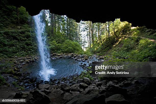 usa, oregon, columbia river gorge, waterfall outside cave in oneonta gorge - oneonta gorge bildbanksfoton och bilder