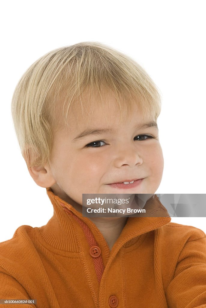 Boy (3-4), smiling, portrait