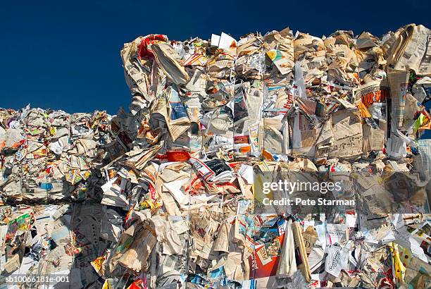 stack of paper at recycling centre - recycled paper foto e immagini stock