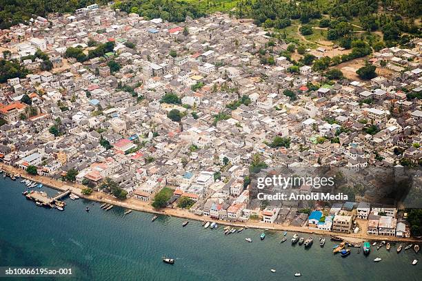 kenya, lamu islan, lamu town, aerial view - lamu-island stock pictures, royalty-free photos & images