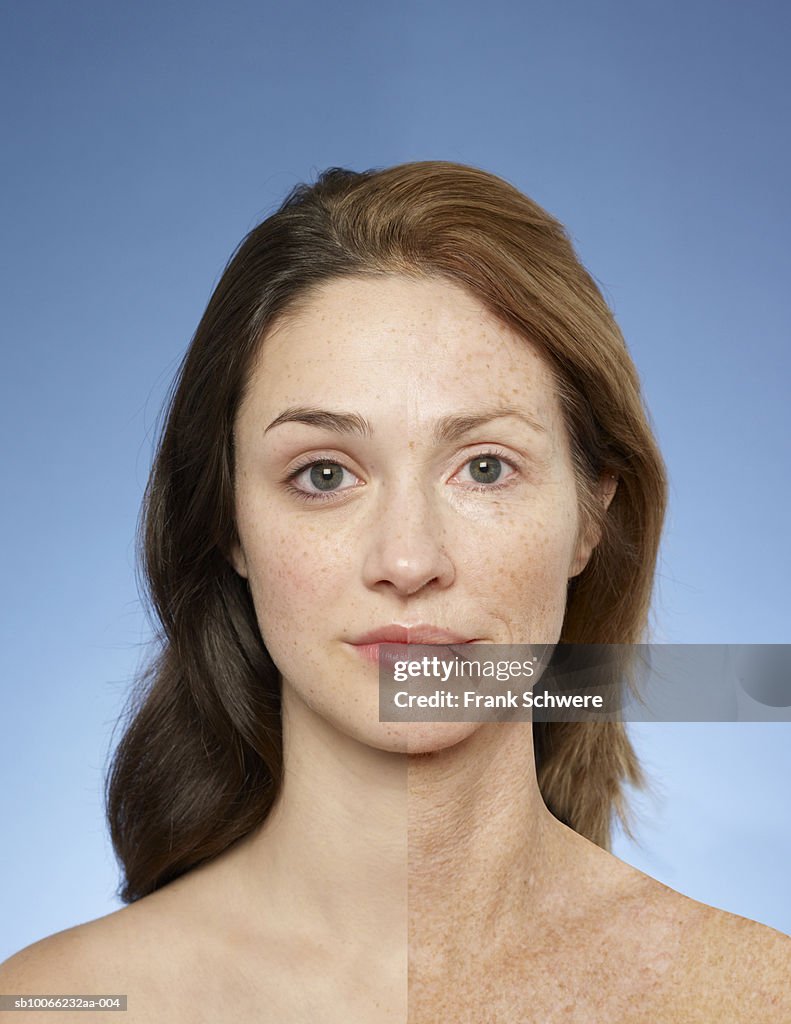 Montage portrait of teenage girl (16-17) and mature woman