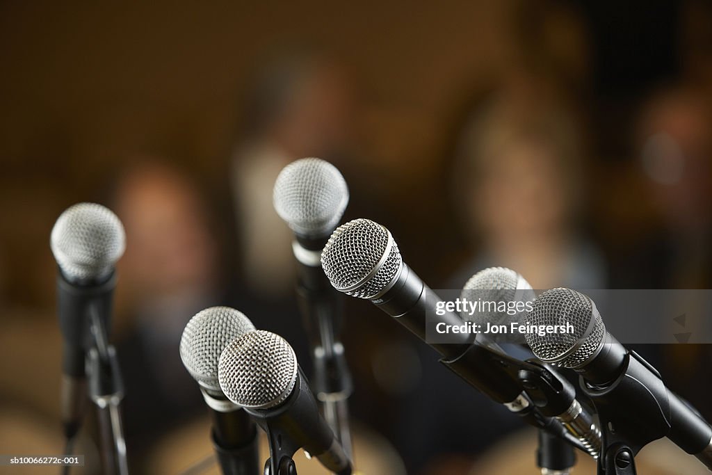 Microphones with stand, close-up