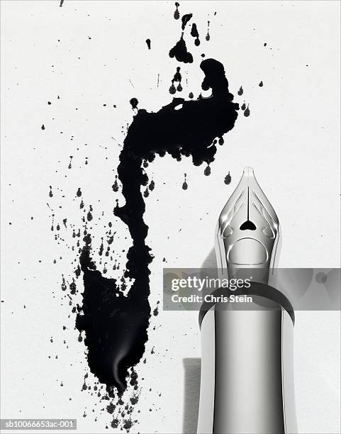 pen and ink spillage, close-up - fountain pen stock pictures, royalty-free photos & images