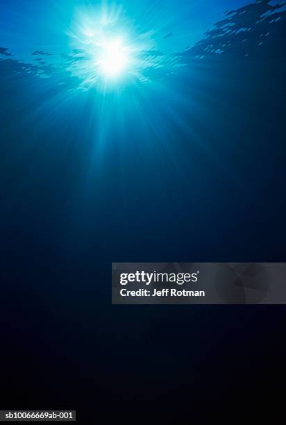 underwater view of sunbeams - underwater light stock pictures, royalty-free photos & images
