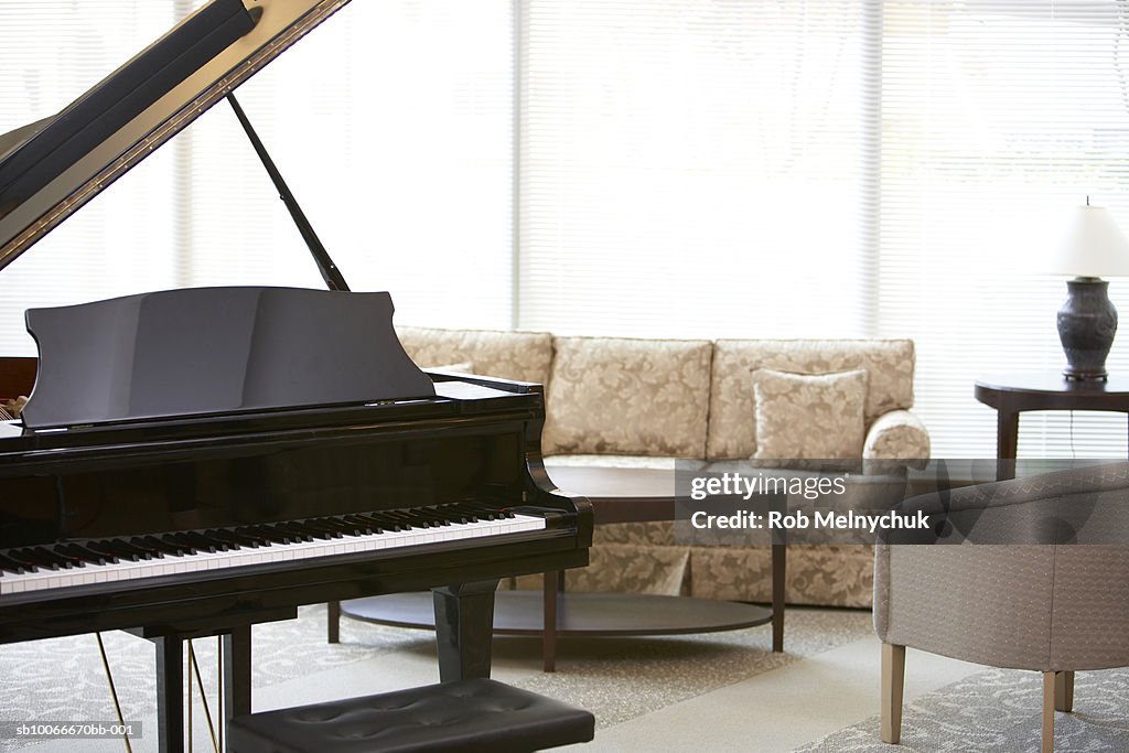 Grand piano in living room